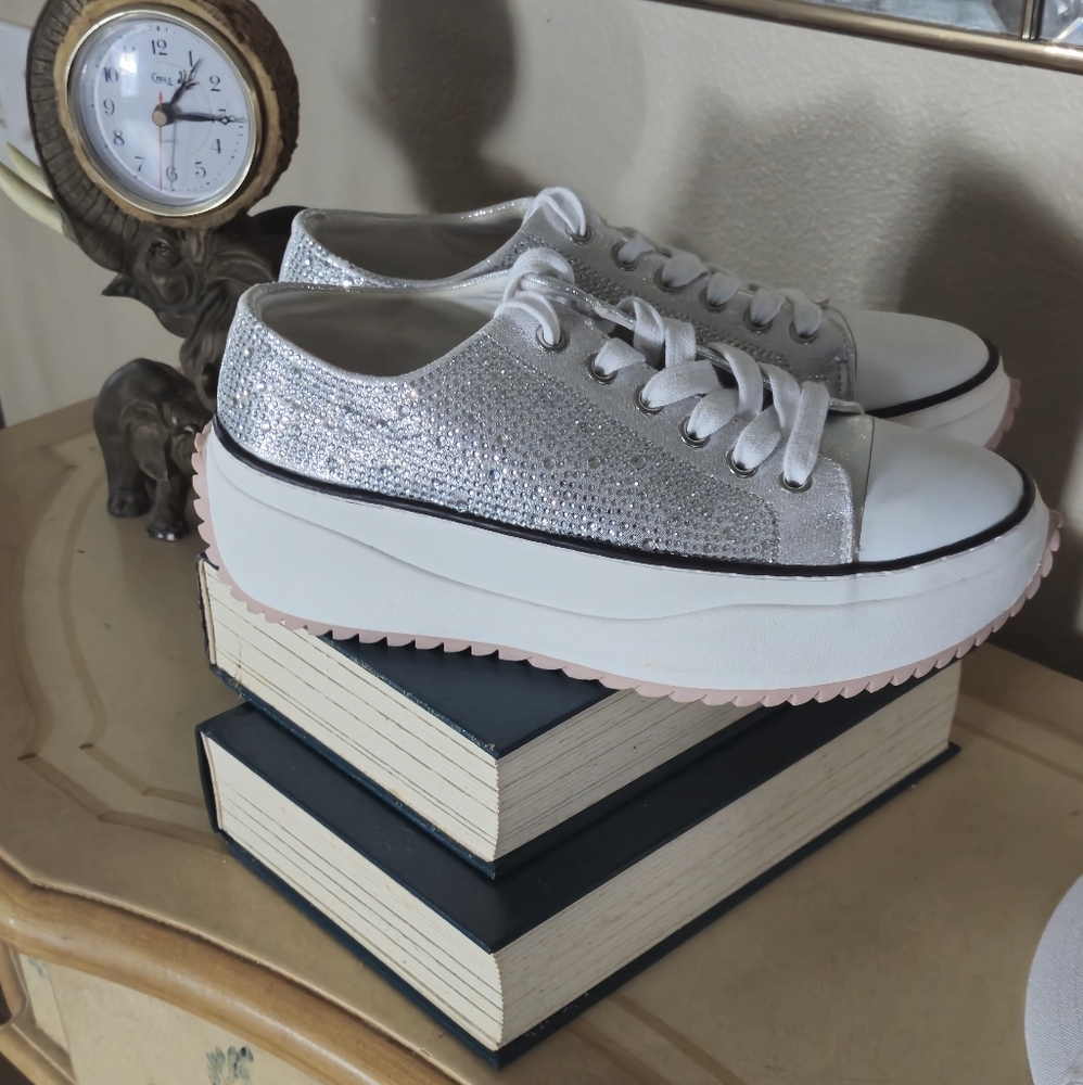 Silver Glitter Women's Sneakers Size 6.5
